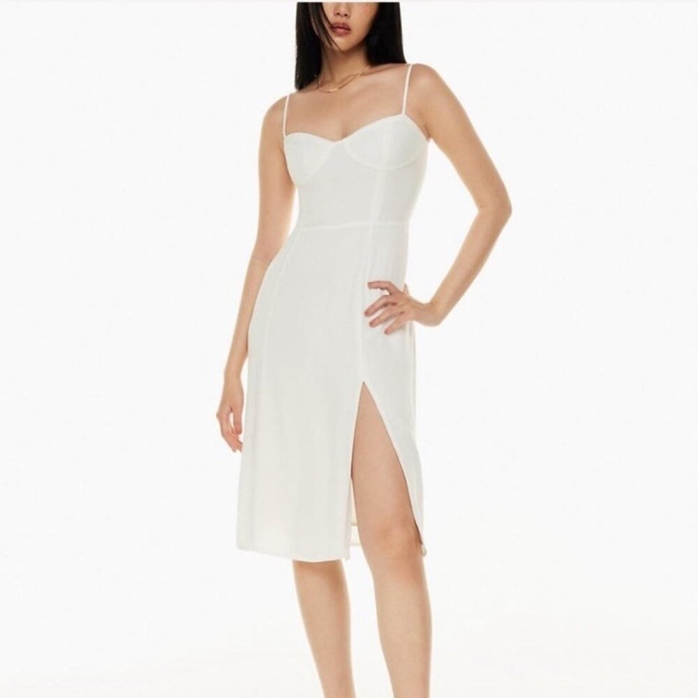 NWT Aritzia Sunday Best Dress S Viola Midi White Burch Bustier Corset Slit